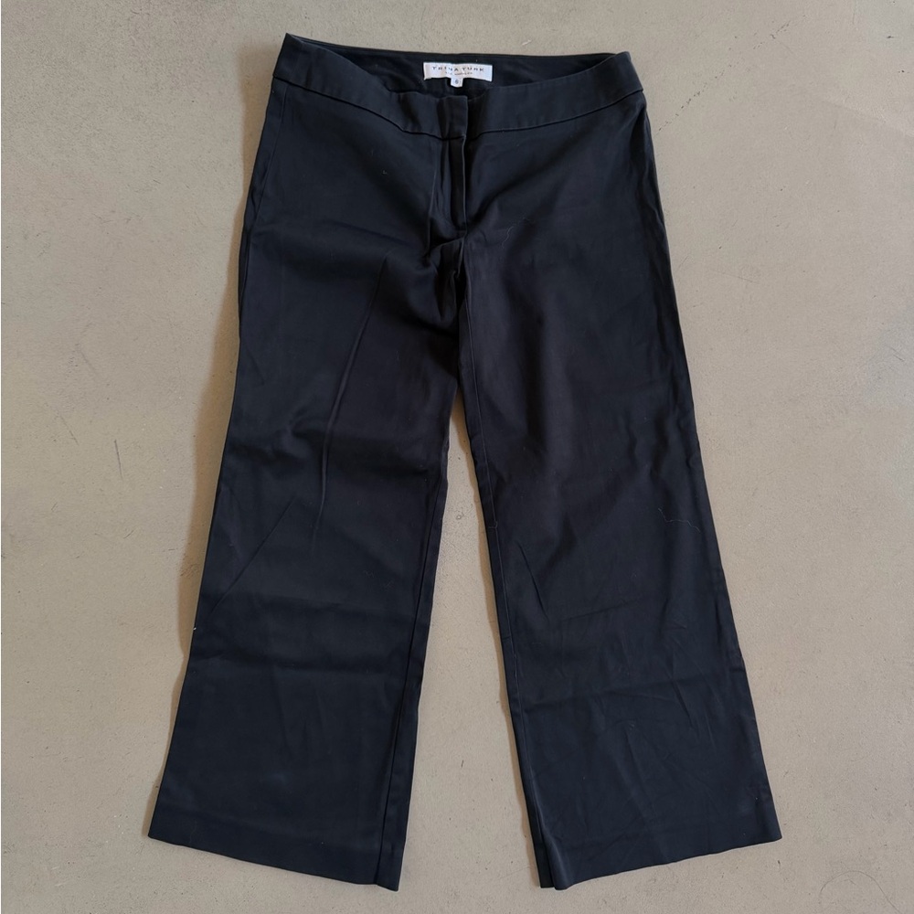 Vintage Trina Turk Cropped Black Wide-Leg Pants